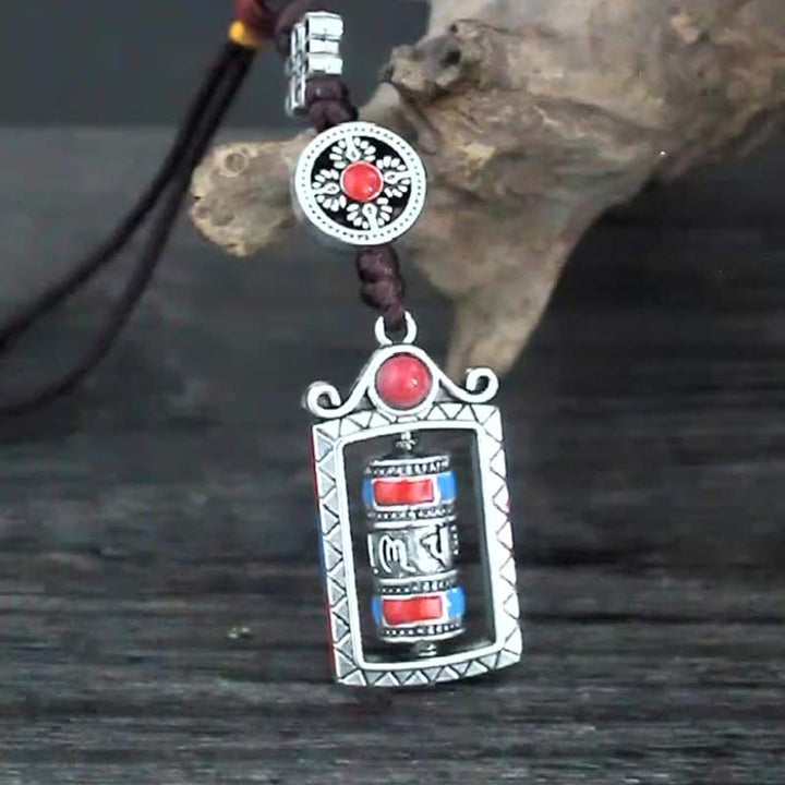 Six True Words Prayer Wheel Rotation Knot Blessing Keychain Decoration - image 5