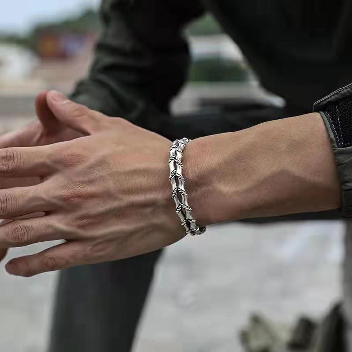 Buddha Stones Vintage Double Layer Bamboo Pattern Luck Cuff Bracelet Bangle - image 5