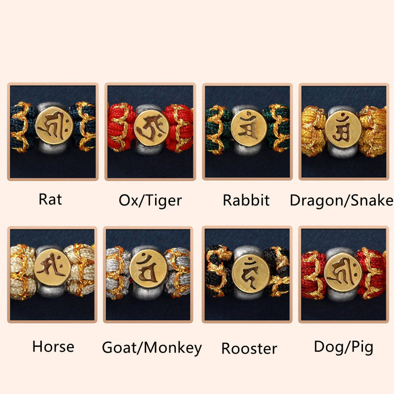 Buddha Stones Chinese Zodiac Natal Buddha Silver Luck Braided String Bracelet - image 3