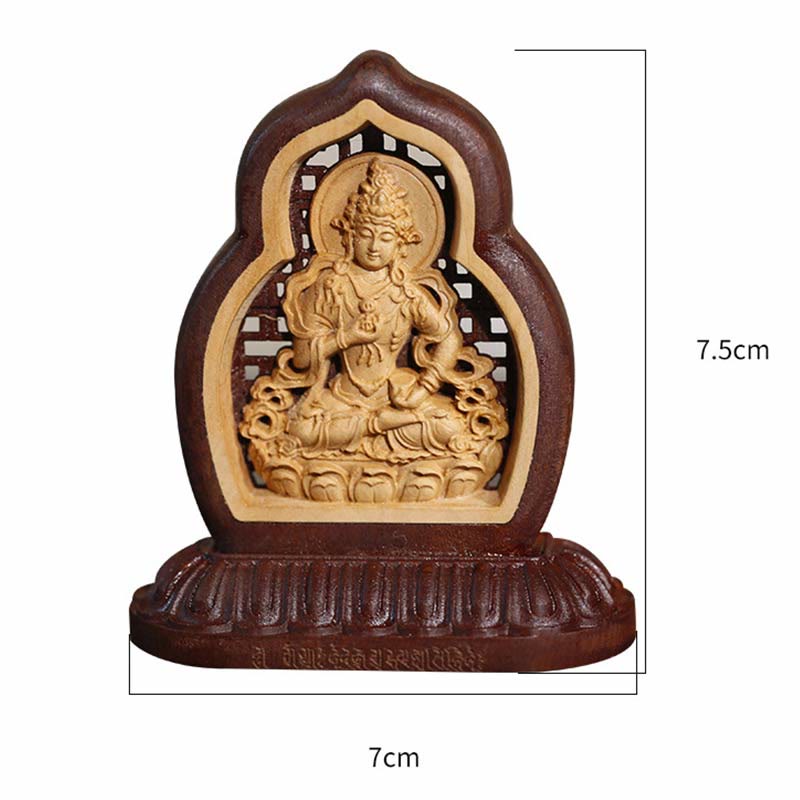 Vajrasattva Buddha Wood Engraved Compassion Statue Figurine Decoration - image 5