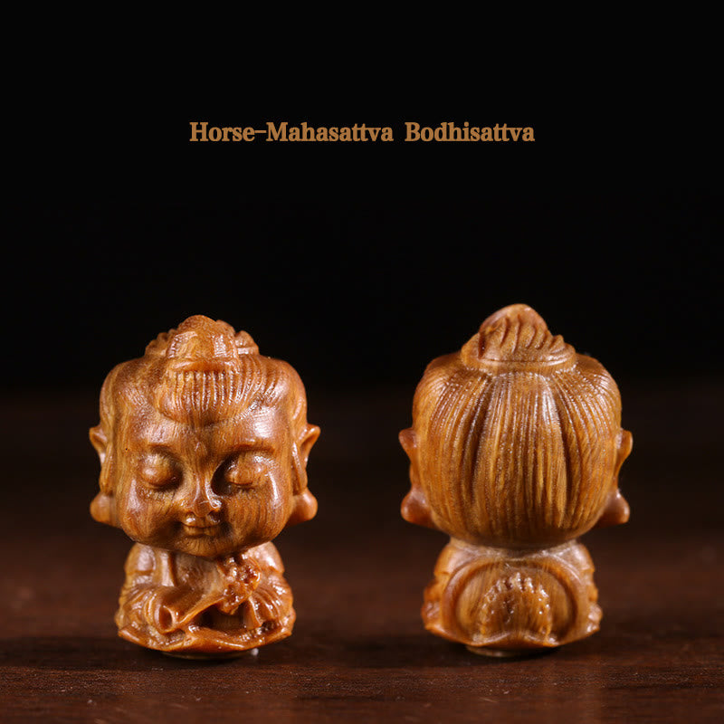 Chinese Zodiac Natal Buddha Green Sandalwood Lotus Engraved Positive Home Decoration - Horse-Mahasattva Bodhisattva - image 8