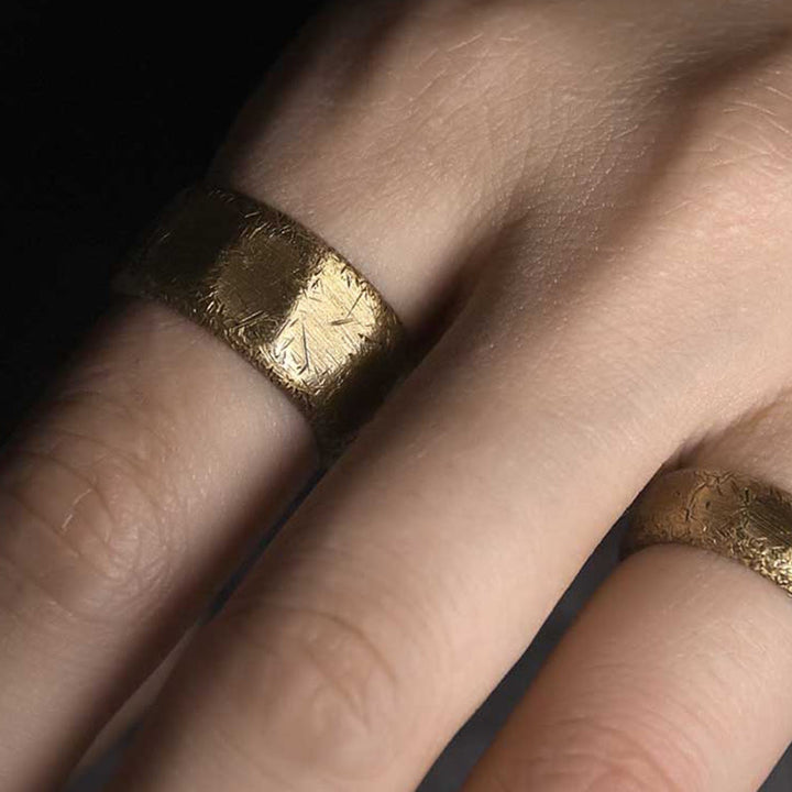 Tibetan Simple Design Copper Brass Frosted Wealth Ring - image 14