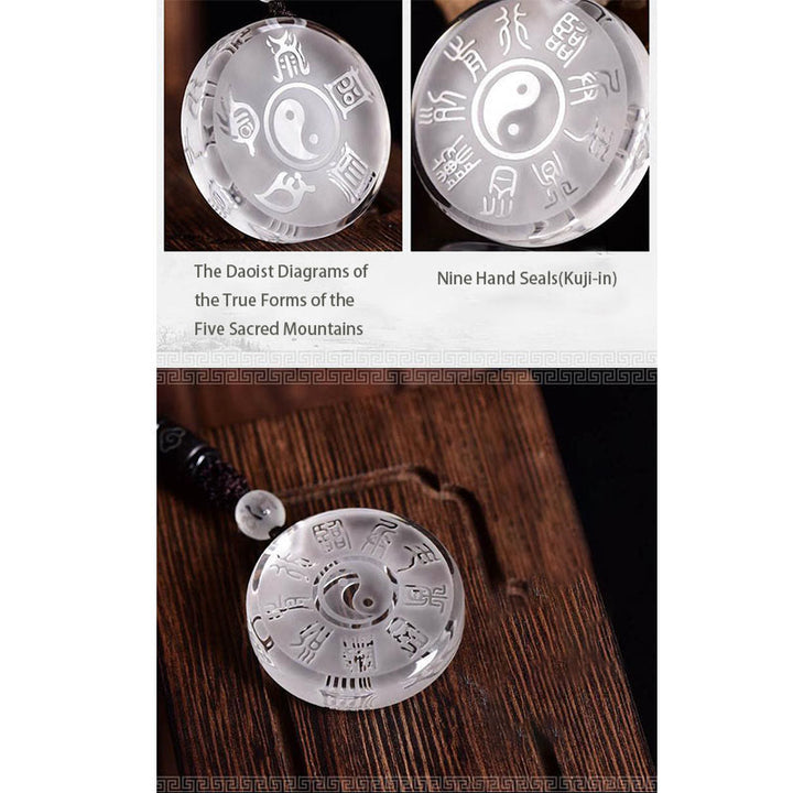 Buddha Stones Taoism Five Sacred Mountains Yin Yang Symbol Liuli Crystal Balance Necklace Pendant Key Chain - image 7