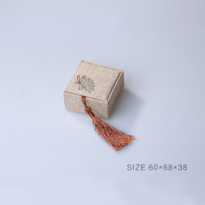 Buddha Stones Lotus Pattern Jewelry Storage Box Gift Box Tassels - image 2