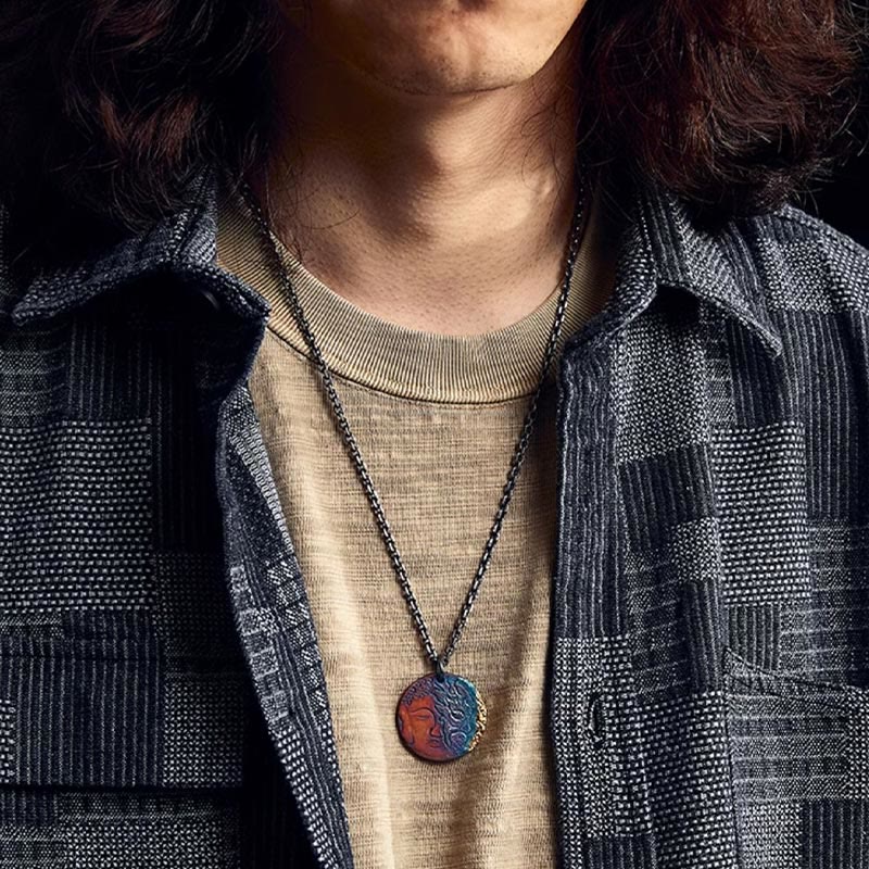 Buddha Stones 999 Sterling Silver 24K Gold Half Demon Half Buddha Compassion Necklace Pendant - image 12