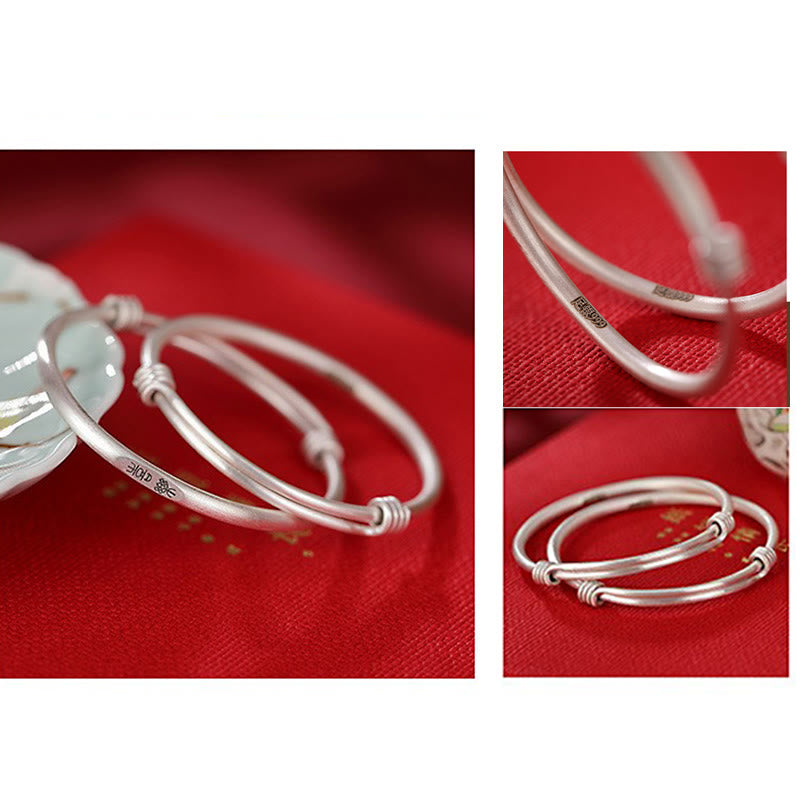 Buddha Stones 999 Sterling Silver Peace And Joy Protection Kids Child Bracelet Bangle - image 6