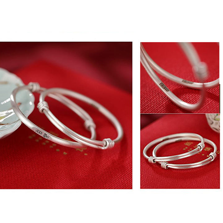 Buddha Stones 999 Sterling Silver Peace And Joy Protection Kids Child Bracelet Bangle - image 6