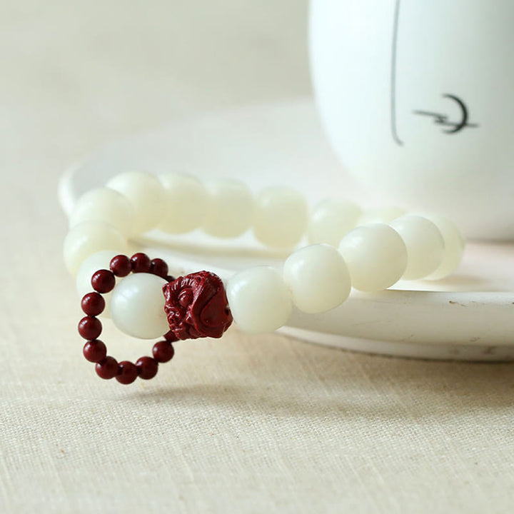 Buddha Stones Natural Bodhi Seed Cinnabar Dancing Lion Charm Wisdom Harmony Wrist Mala - image 2