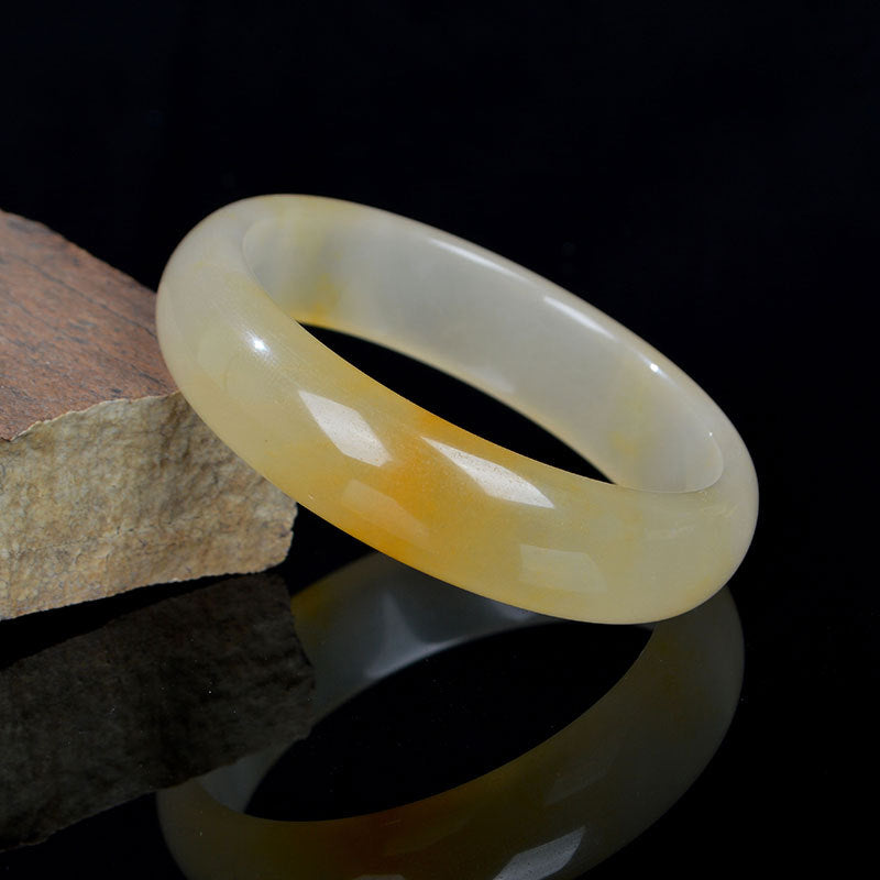 Natural Golden Silk Jade Luck Wealth Bracelet Bangle - image 5