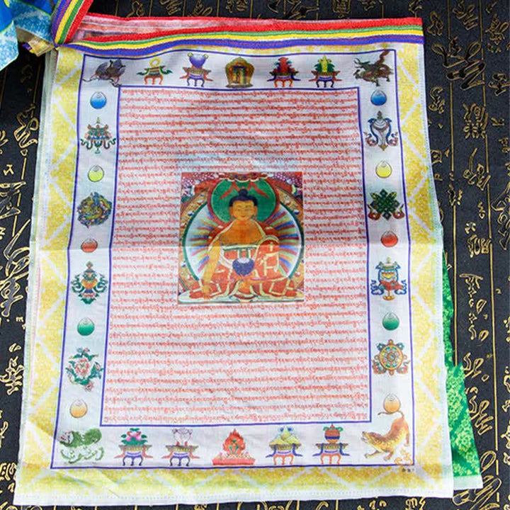 Tibetan 5 Colors Windhorse Buddha Tara Scriptures Healing Auspicious Outdoor Prayer Flag