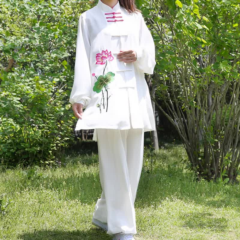 Lotus Flower Leaf Pattern Tai Chi Meditation Prayer Spiritual Zen Practice Clothing Women's Set - image 6