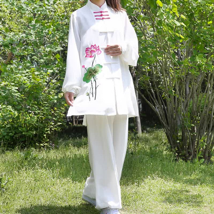 Lotus Flower Leaf Pattern Tai Chi Meditation Prayer Spiritual Zen Practice Clothing Women's Set - image 6