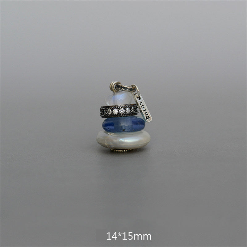 Buddha Stones Zen Cairn Labradorite Various Crystals Calm Pendant Necklace - Moonstone&Glass Bead&Pearl Pendant 14*15mm - image 24