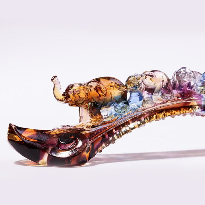 Handmade Liuli Crystal Ruyi Elephant Art Piece Home Decoration With Crystal Base - image 12