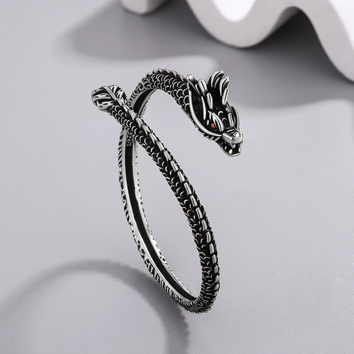 Buddha Stones Dragon Scales Pattern Luck Protection Bracelet Bangle - image 2