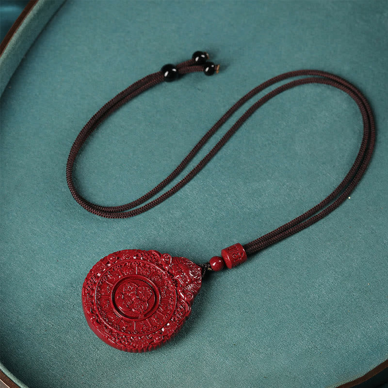 Buddha Stones Chinese Zodiac Natural Cinnabar Bagua Amulet Keep Away Evil Spirits Necklace Pendant - image 3