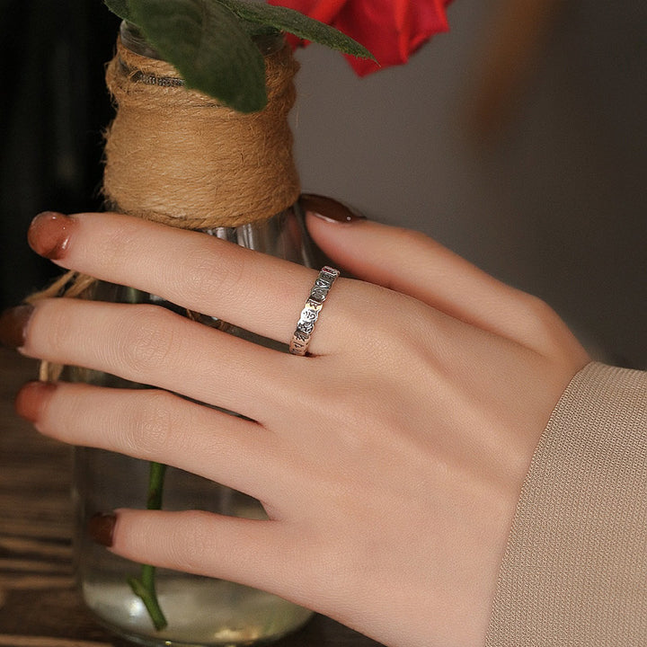 Buddha Stones 925 Sterling Silver Six True Words Calm Wisdom Ring - image 4