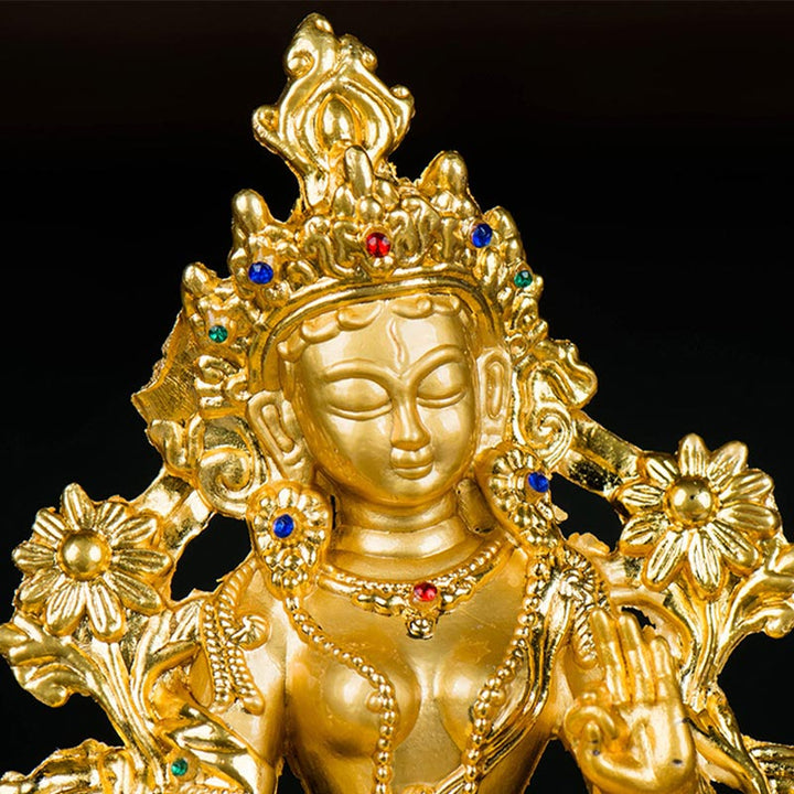 Bodhisattva White Tara Hope Protection Gold Plated Statue Decoration