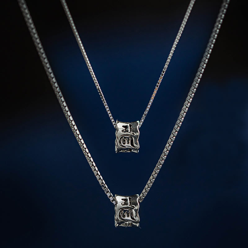 Buddha Stones 925 Sterling Silver Tibetan Om Mani Padme Hum Engraved Love Focus Necklace Pendant - 2Pcs Om Mani Padme Hum(45cm&55cm Chain) - image 11