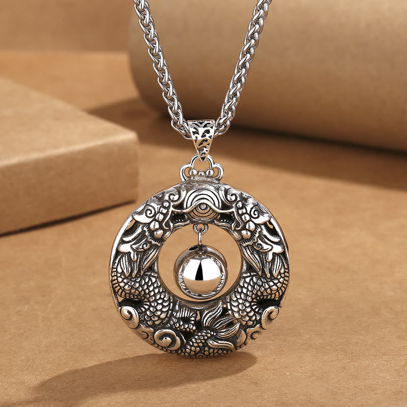 Buddha Stones Double Dragon Playing Bead Copper Protection Necklace Pendant - Dragon(Protection♥Success) - image 1