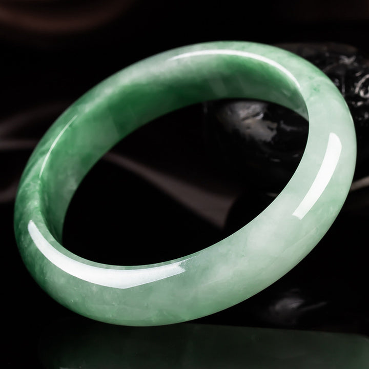 Buddha Stones Natural Jade Fortune Blessing Bangle Bracelet - image 5