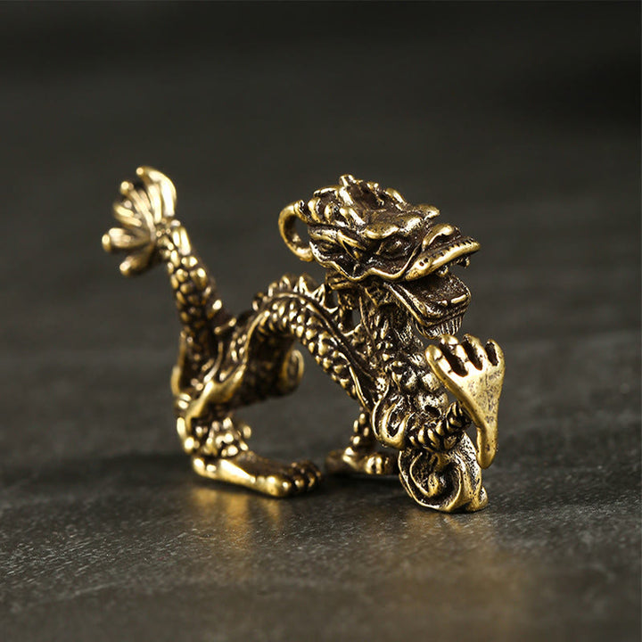 Buddha Stones Year Of The Dragon Mini Brass Dragon Luck Protection Home Decoration - image 2