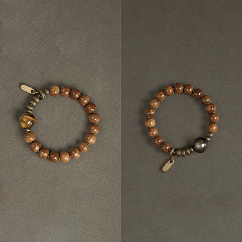 Buddha Stones Kuka Seed Tiger Eye Gold Sheen Obsidian Brass Copper Wealth Luck Bracelet - image 14