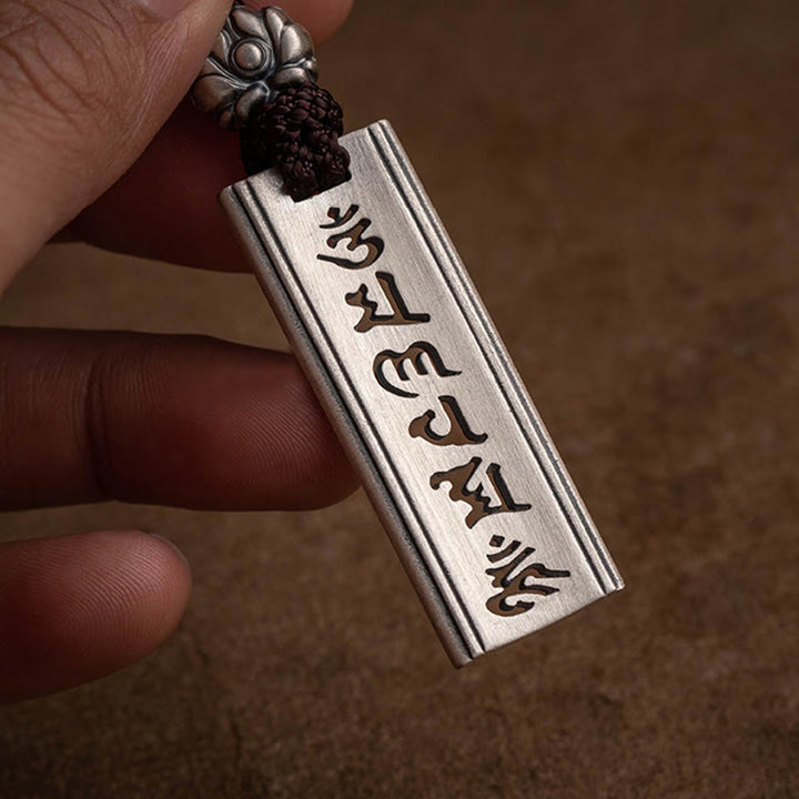 Buddha Stones 999 Sterling Silver Om Mani Padme Hum Engraved Lotus Wisdom Necklace Pendant - image 11