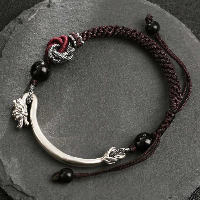 Buddha Stones 925 Sterling Silver Auspicious Dragon Success Handcrafted Braided Bracelet - image 2