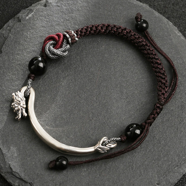 Buddha Stones 925 Sterling Silver Auspicious Dragon Success Handcrafted Braided Bracelet - image 2