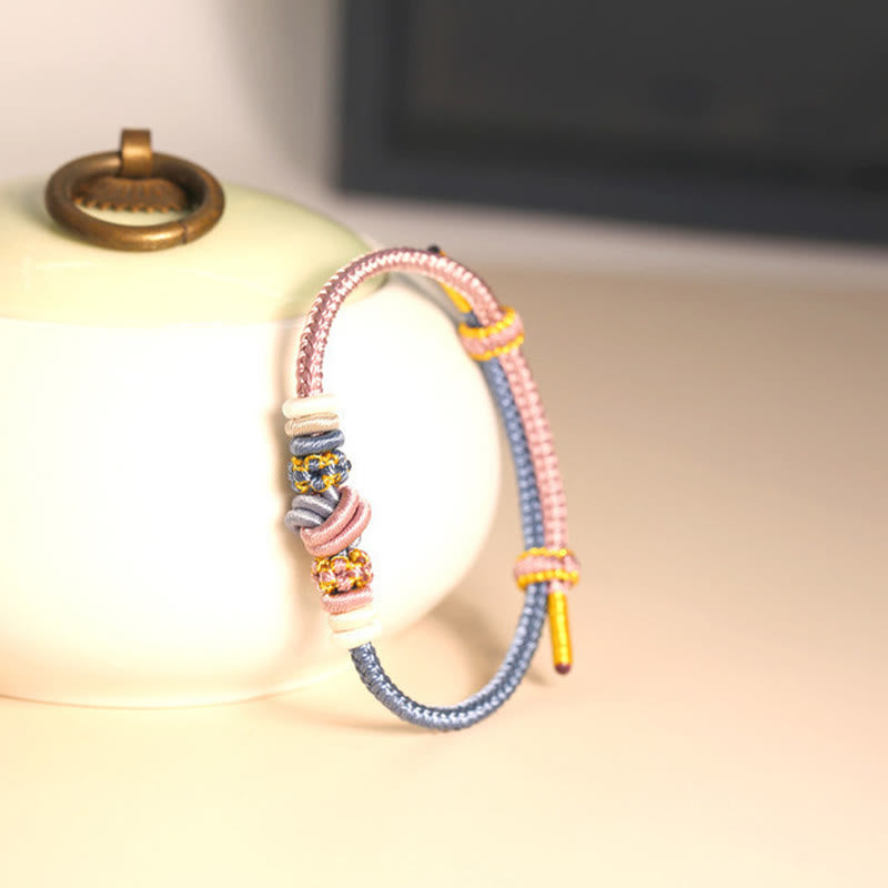 Buddha Stones Two-Color Rope Handcrafted Eight Thread Peace Knot Luck Connection Bracelet - image 5