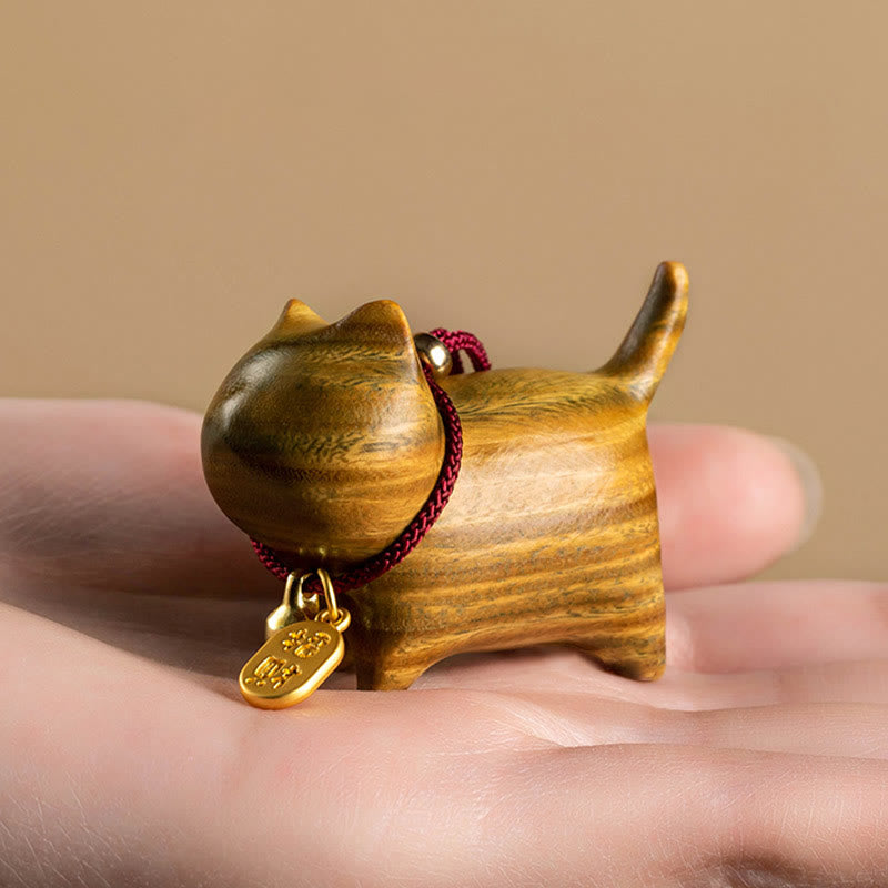 Buddha Stones Ebony Wood Green Sandalwood Lucky Cat Fu Character Lucky Fortune Bell Balance Car Hanging Decoration - image 12