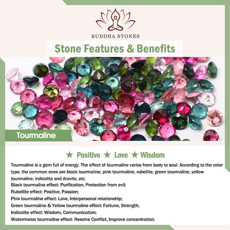 Buddha Stones Natural Multicolored Tourmaline Positive Jade Flower Double Wrap Bracelet