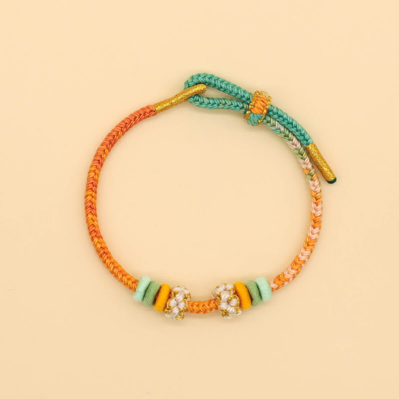 Buddha Stones Handmade Eight Thread Peace Knot Peach Blossom Knot Luck Rope Braided Bracelet - image 9