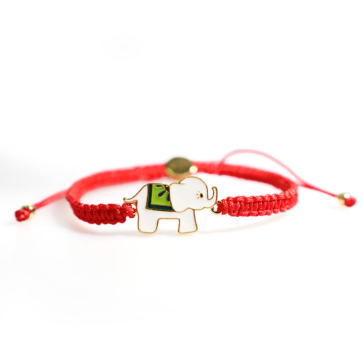 Tibetan Handmade 925 Sterling Silver Lucky Elephant Red String Bracelet