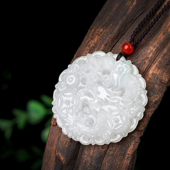 Buddha Stones White Jade Dragon Protection Necklace String Pendant - image 5