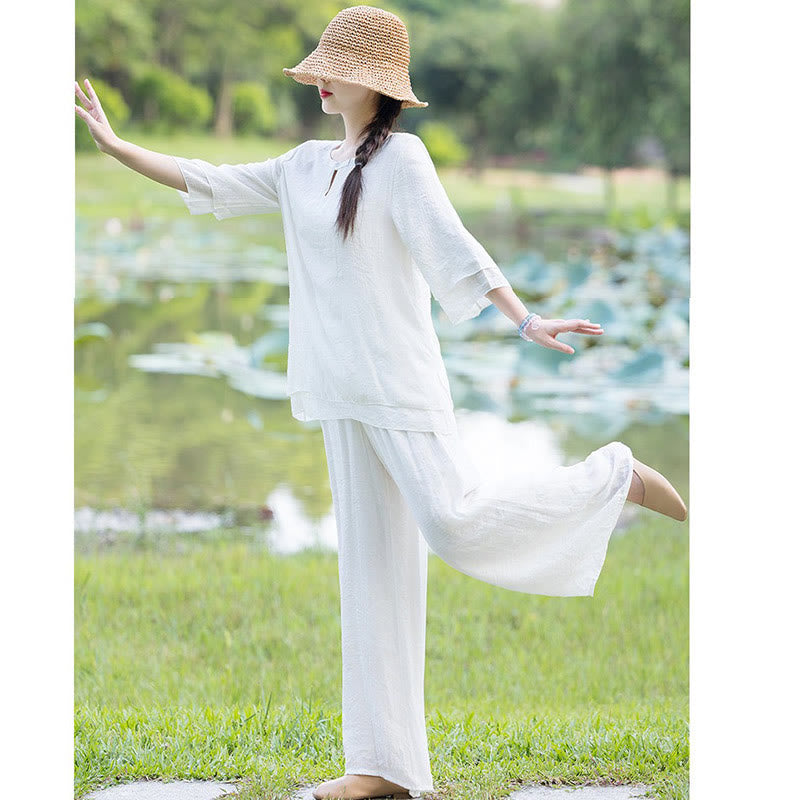 Tai Chi Meditation Prayer Zen Spiritual Morning Practice Clothing Women's Set