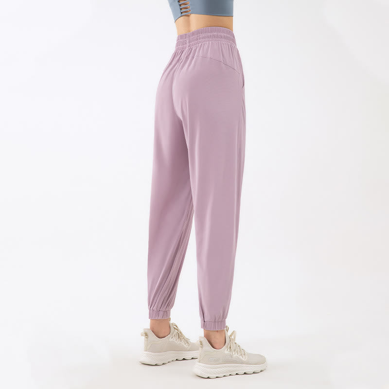 Buddha Stones Solid Color Loose Yoga Sports Track Pants With Pockets