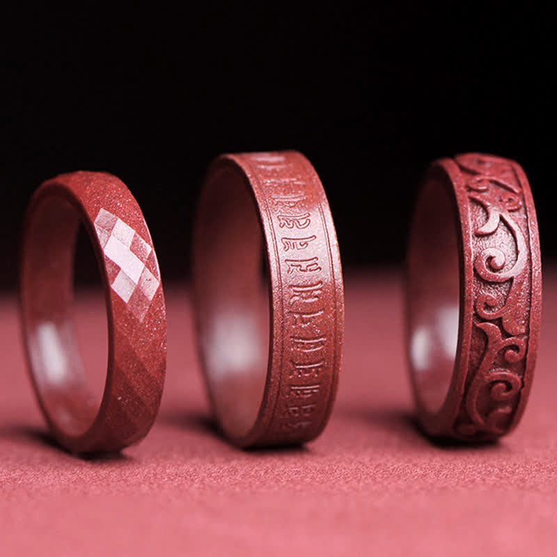 Buddha Stones Cinnabar Om Mani Padme Hum Auspicious Clouds Blessing Ring - image 12