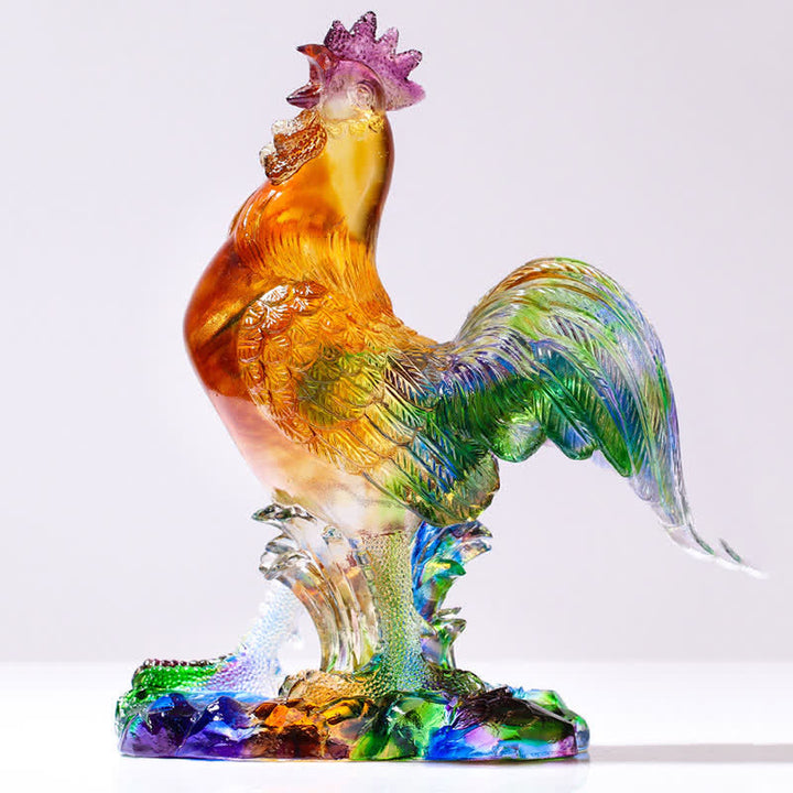 Handmade Liuli Crystal Rooster Art Piece Home Decoration - image 8