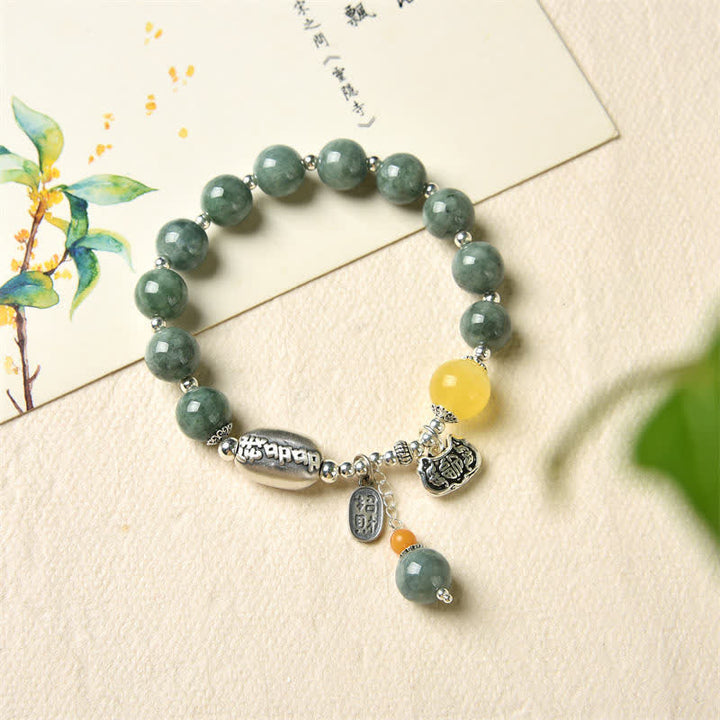925 Sterling Silver Cyan Jade Amber Success Bracelet - image 5