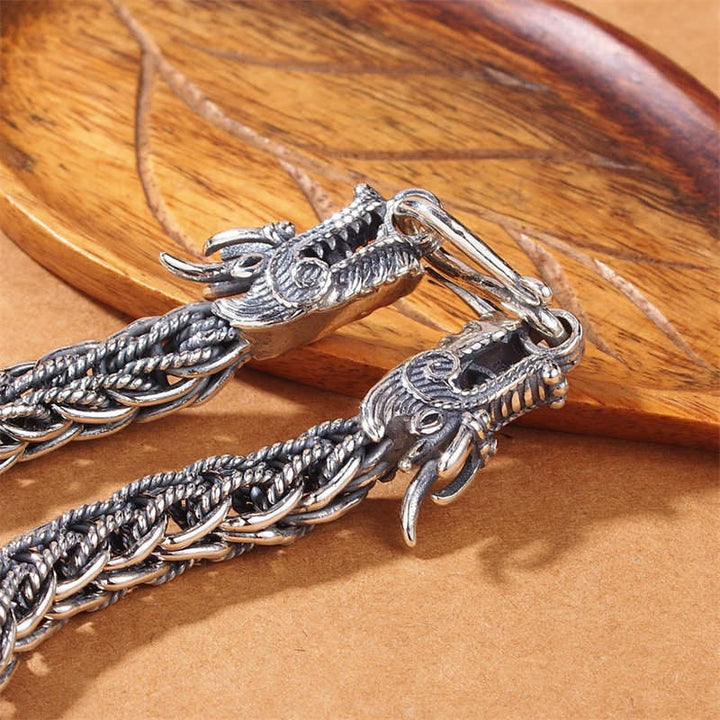 925 Sterling Silver Dragon Success Strength Bracelet Bangle - image 5