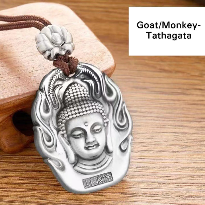 Buddha Stones Chinese Zodiac Natal Buddha Om Mani Padme Hum Lotus Compassion Necklace Pendant - image 6