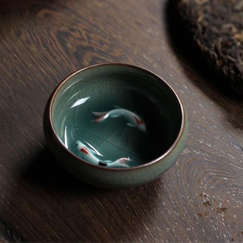 Buddha Stones Colorful Koi Fish Ceramic Teacup Kung Fu Tea Cup Bowl - image 5