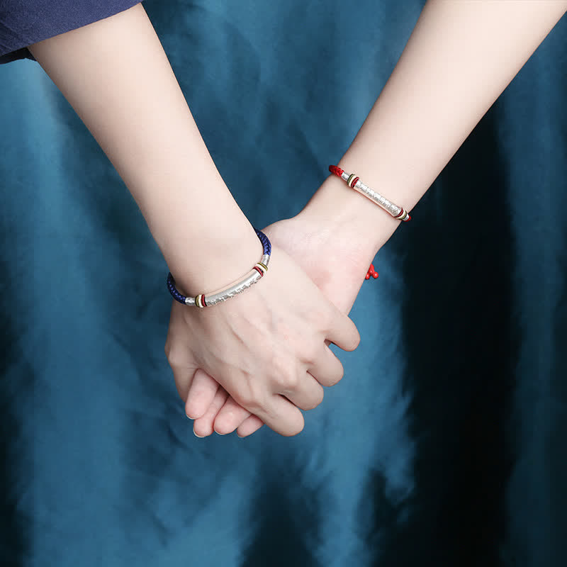 Buddha Stones 999 Sterling Silver Om Mani Padme Hum Protection Strength String Bracelet - image 14