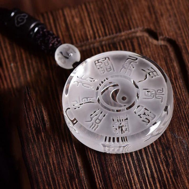 Buddha Stones Taoism Five Sacred Mountains Yin Yang Symbol Liuli Crystal Balance Necklace Pendant Key Chain - image 4