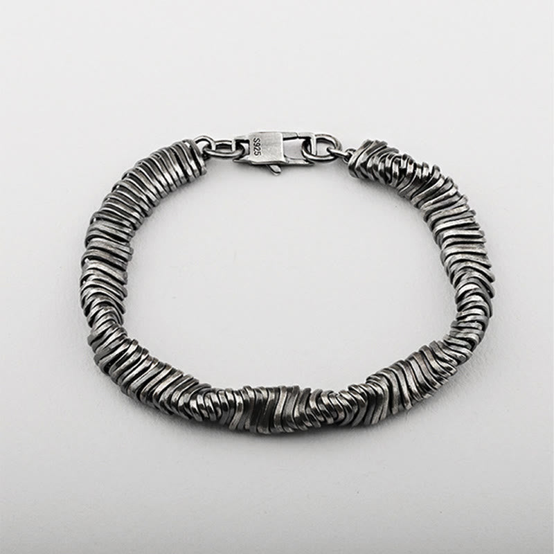 Buddha Stones 925 Sterling Silver Vintage Twisted Design Wealth Healing Chain Bracelet - image 5