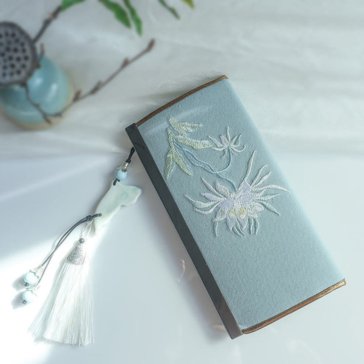 Flower Plum Peach Blossom Bamboo Double-sided Embroidery Large Capacity Cash Holder Wallet Shopping Purse - image 5