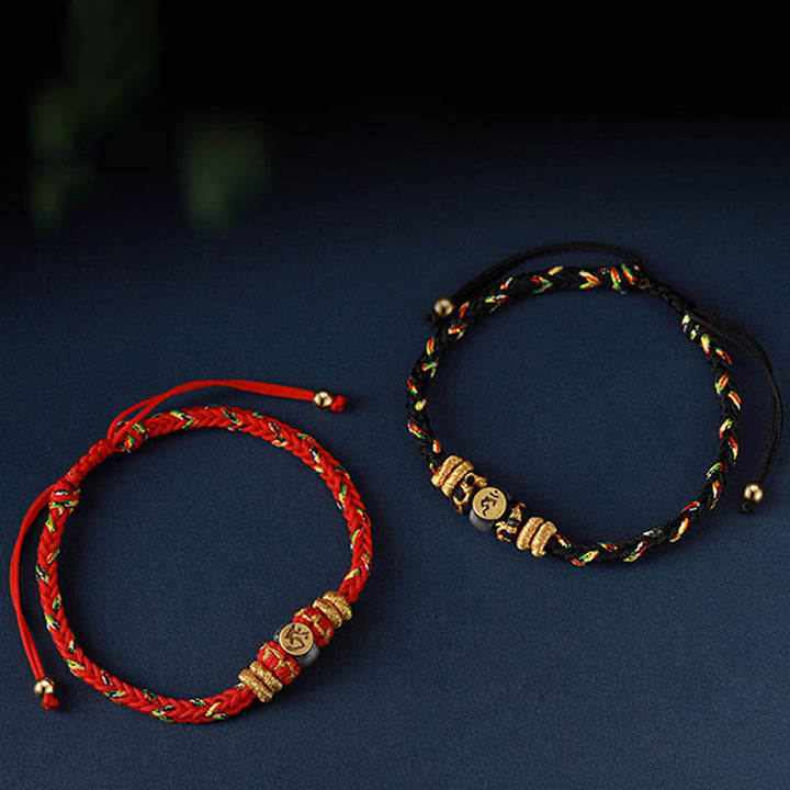Buddha Stones Chinese Zodiac Natal Buddha Silver Luck Braided String Bracelet - image 13