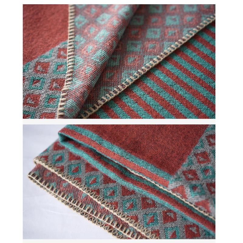 Tibetan Shawl Striped Diamond Pattern Winter Warm Soft Scarf - image 6